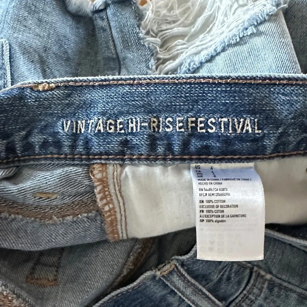 American Eagle Outfitters Vintage High Rise Festival Distressed Jean Shorts 4